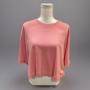 GUCCI Women’s Pink Oversize Crop Tee Shirt Authentic NWT